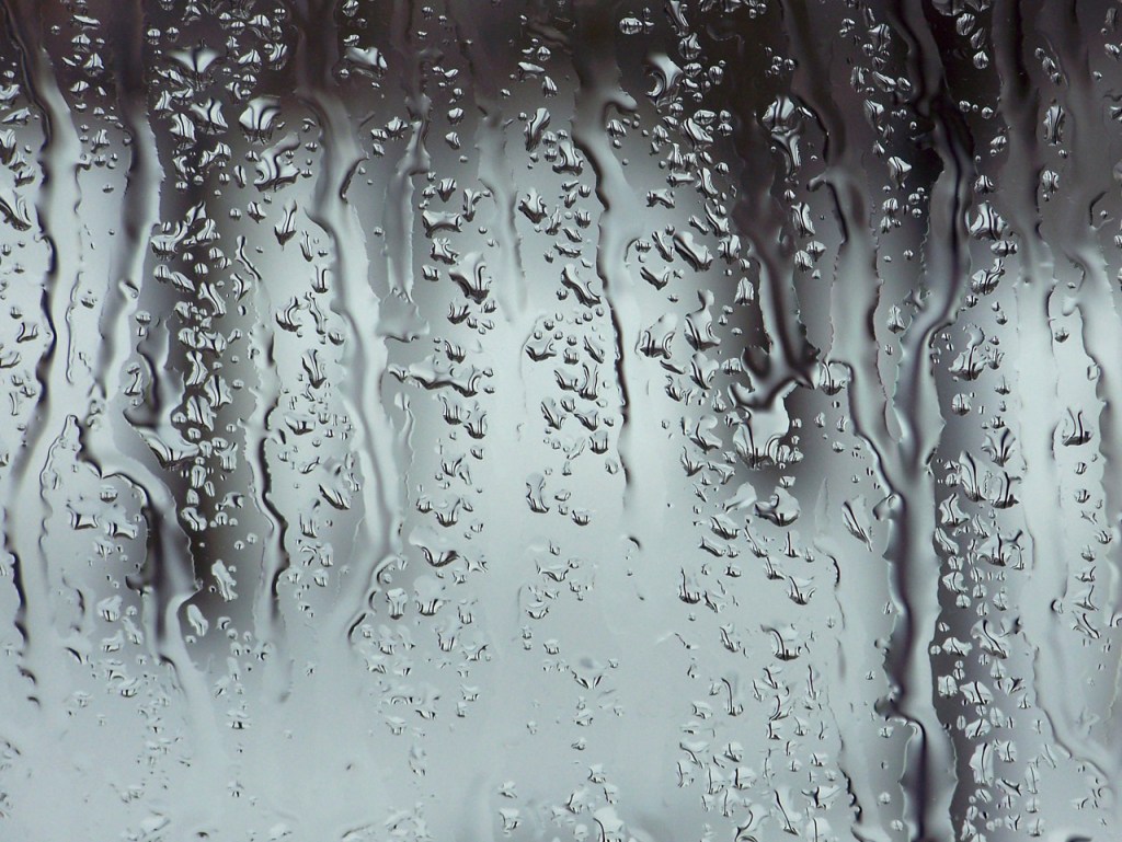 Rain running down a window